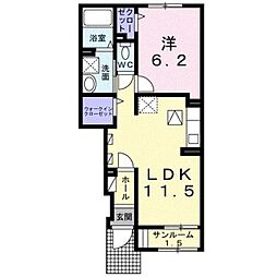 コンフォーティア船岡 1階1LDKの間取り