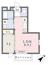 仙台市宮城野区高砂2丁目アパート 1LDKの間取図画像