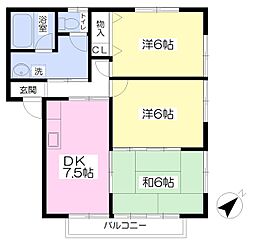 イーストハイツ岡田 3DKの間取図画像