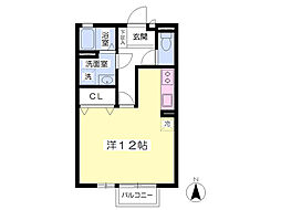 グリーンヴィル2 ワンルームの間取図画像