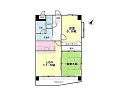 プラティーク杉の入 2LDKの間取図画像
