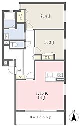 コスモス壱番館 2LDKの間取図画像