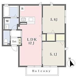 エスポワール平山A 2LDKの間取図画像