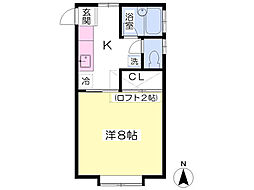 ドリーム館A棟 1Kの間取図画像