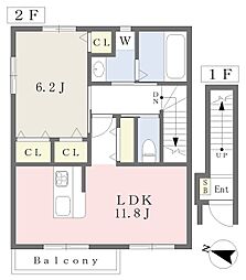 ヴェルデ青山A棟 1LDKの間取図画像