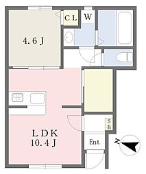 ヴェルデ青山B棟 1LDKの間取図画像