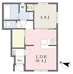 ヴェルデ青山B棟 1LDKの間取図画像