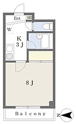 KANNO高松マンション 1Kの間取図画像