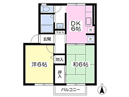 メゾンフレール 2DKの間取図画像