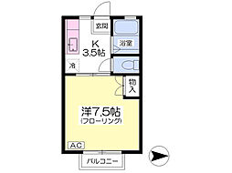 シャンブル2 1Kの間取図画像