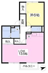 ラ・シェルブール 1LDKの間取図画像