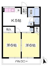 プラザハイツ 2DKの間取図画像
