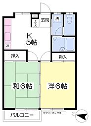 コーポヤマト西大通り 2Kの間取図画像