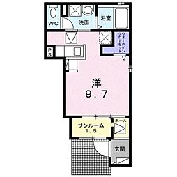 クレスト3 ワンルームの間取図画像