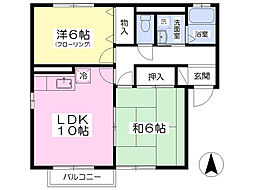 ウィルコート並柳A 2LDKの間取図画像