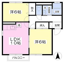 ウィルコート並柳A 2LDKの間取図画像