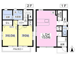 ジュール四番館Ｅ棟 1階2LDKの間取り
