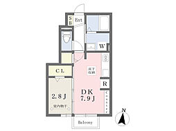 あさか野ハイツ 1DKの間取図画像