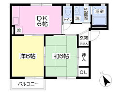 ドミ白富士A 2DKの間取図画像