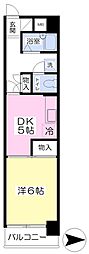 美沢レジデンス 1DKの間取図画像