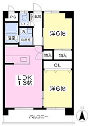サンシャイン緑町 2LDKの間取図画像