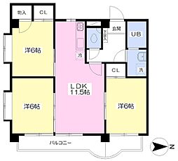 フォルム山越 3LDKの間取図画像