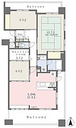 エイルヴィラプレステージ道後 3SLDKの間取図画像