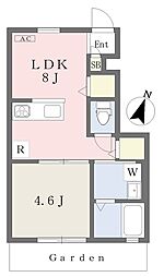 Earl'sCourt衣山2 1LDKの間取図画像