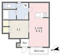 LunaBianca山越 1LDKの間取図画像