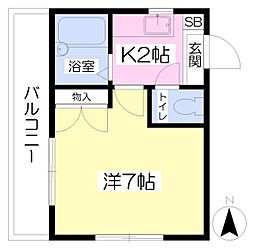 八九十ビル 1Kの間取図画像