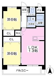 サンシャイン緑町 2LDKの間取図画像