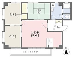 サンセール山越 3LDKの間取図画像