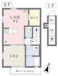 Earl'sCourt衣山2 1LDKの間取図画像