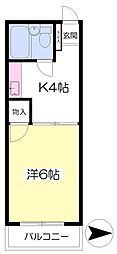 コーポ本田 1Kの間取図画像