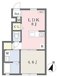 Earl'sCourt衣山2 1LDKの間取図画像