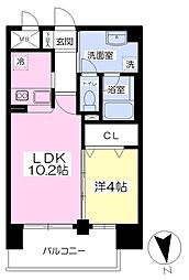 アーバン清水町 1LDKの間取図画像