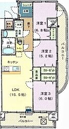 ブライムタワー古川 3LDKの間取図画像