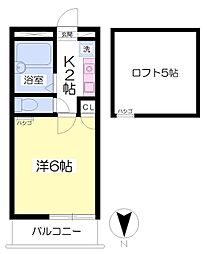 アップルハウスかまた 1Kの間取図画像