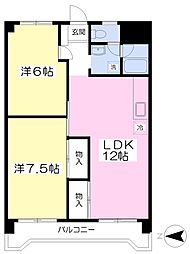 コーポラススヤマ 2LDKの間取図画像