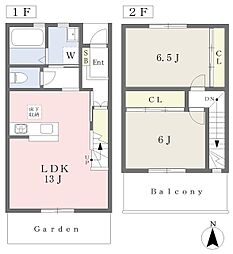 ナチュラルガーデン南吉田 2LDKの間取図画像