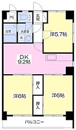 アヴニール余戸 3DKの間取図画像