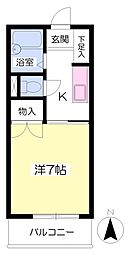 オックスフォード・サーカス土居田3 1Kの間取図画像