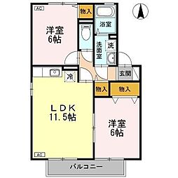 エントピア余戸2C 2LDKの間取図画像