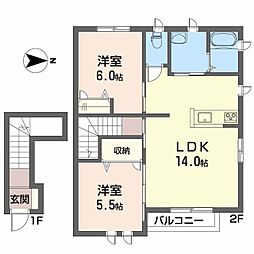ブランシュール 2LDKの間取図画像