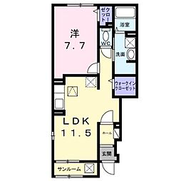 ガーデンKOSAKA 1LDKの間取図画像