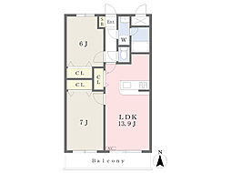 BraimKurania 2LDKの間取図画像