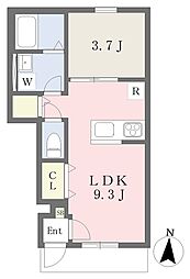 伊予市下吾川アパート 1LDKの間取図画像