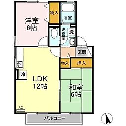 サン・フォーレB 2LDKの間取図画像