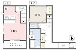 松山市南久米町アパート 1LDKの間取図画像