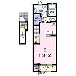 カルムソレイユ ワンルームの間取図画像